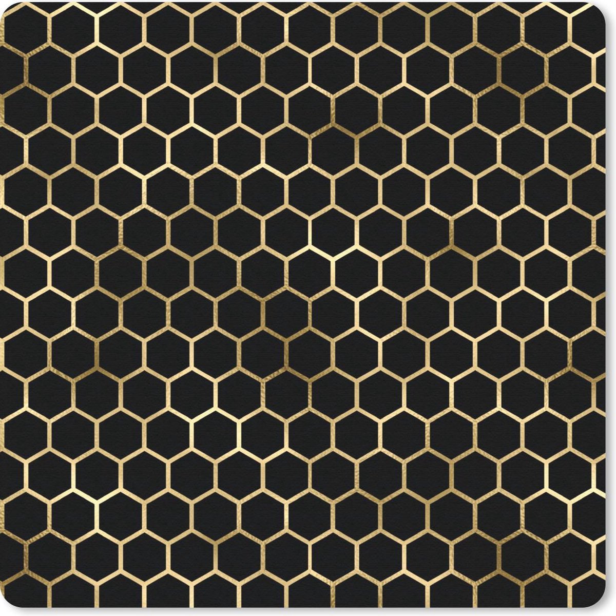 Muismat 30x30 cm - Mousepad Patronen - Hexagon - Goud - Zwart - Muismatten