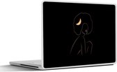 Laptop sticker - 13.3 inch - Vrouw - Goud - Zwart - Line art - 31x22,5cm - Laptopstickers - Laptop skin - Cover