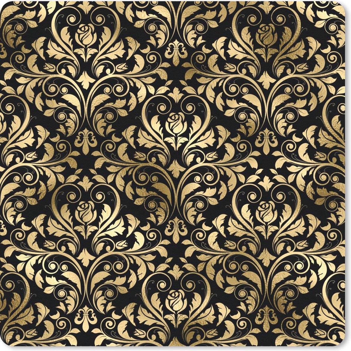 Muismat 30x30 cm - Mousepad Patronen - Barok - Goud - Zwart - Muismatten