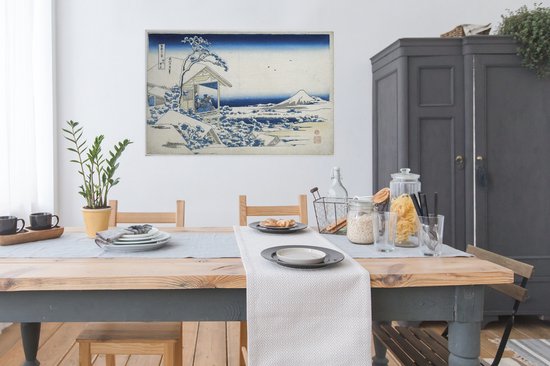 Besneeuwde ochtend in Koishikawa - Schilderij van Katsushika Hokusai Poster 120x80 cm - Foto print op Poster (wanddecoratie woonkamer / slaapkamer)