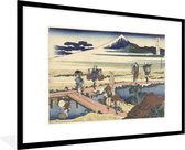 Affiche avec cadre Katsushika Hokusai - Nakahara dans la province de Sagami - Peinture de Katsushika Hokusai cadre photo noir avec passe-partout blanc grand - cadre photo noir - 90x60 cm - Affiche avec cadre