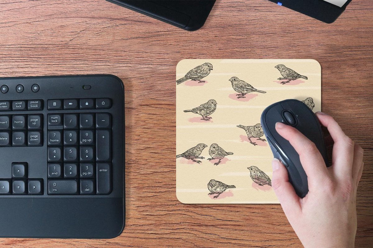 Muismat 20x20 cm - Mousepad Vogel - Mus - Patronen - Muismatten