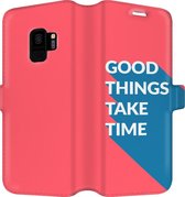 Samsung Galaxy S9 Telefoonhoesje - Portemonneehoesje  - Met pasjeshouder - Met Quote - Good Things - Rood