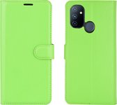 OnePlus Nord N100 Hoesje - Mobigear - Classic Serie - Kunstlederen Bookcase - Groen - Hoesje Geschikt Voor OnePlus Nord N100