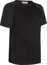 ELLIS SUEDE LEREN T-SHIRT- ZWART- MAAT 3XL (46)