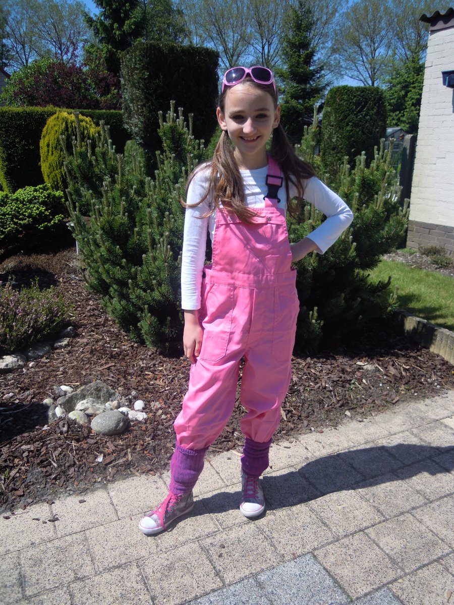 Party Tuinbroek Roze Kinderen Premium - Maat 140