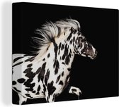 Canvas Schilderij Paard - Stippen - Zwart - 40x30 cm - Wanddecoratie