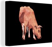 Canvas Schilderij Koe - Bruin - Macro - 40x30 cm - Wanddecoratie