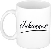 Johannes naam cadeau mok / beker met sierlijke letters - Cadeau collega/ vaderdag/ verjaardag of persoonlijke voornaam mok werknemers