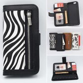 H.K. boekhoesje/bookcase zebra met rits + portemonnee  geschikt voor Samsung Galaxy S21 + Glasfolie