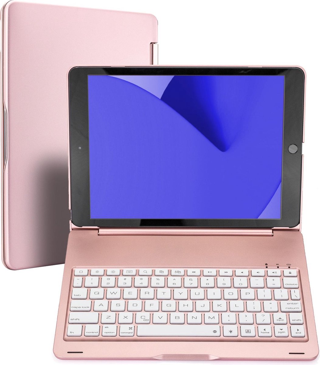 iPad 10.2 Toetsenbord Hoes 2020 iPad 8 Hoesje Book Case Keyboard Cover - Roze