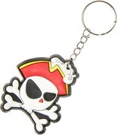 sleutelhanger piraat jongens 5,5 cm wit/rood/zwart