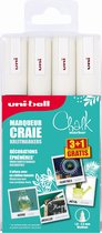 Krijtstift – Uni-Ball Chalk PWE-5M – krijtmarker -  wit – etui á 4 stuks.