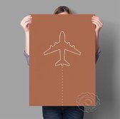 Airplane Line Art Vliegtuig Minimalistische Poster 20x25cm Multi-color