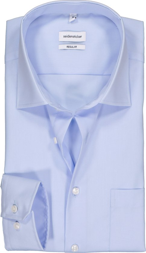 Seidensticker regular fit overhemd - lichtblauw - Strijkvrij - Boordmaat: 44
