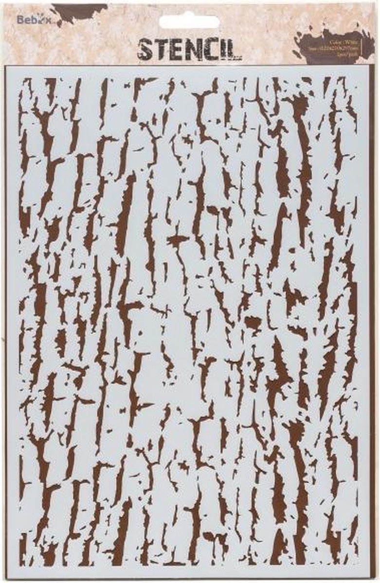 Sjabloon - Hobbysjabloon patronen - Achtergrond sjablonen - Boomschors - 21x29,7cm - A4 - AMI
