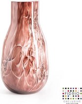 Design vaas Verona large - Fidrio MAUVE - glas, mondgeblazen bloemenvaas - diameter 11 cm hoogte 36 cm