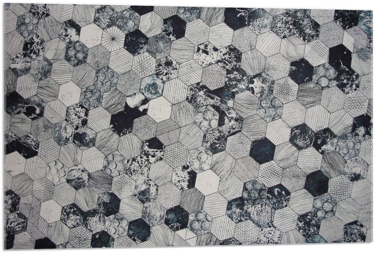 Acrylglas - Patroon met Grijs - 90x60cm Foto op Acrylglas (Met Ophangsysteem)
