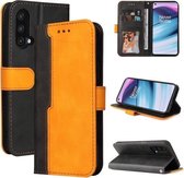 Voor OnePlus Nord CE 5G Zakelijke Stiksels-Kleur Horizontale Flip PU Lederen Case met Houder & Kaartsleuven & Fotolijst (Oranje)