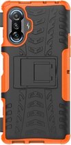 Voor Geschikt voor Xiaomi Redmi K40 Gaming Band Textuur Schokbestendig TPU + PC Beschermhoes met Houder (Oranje)