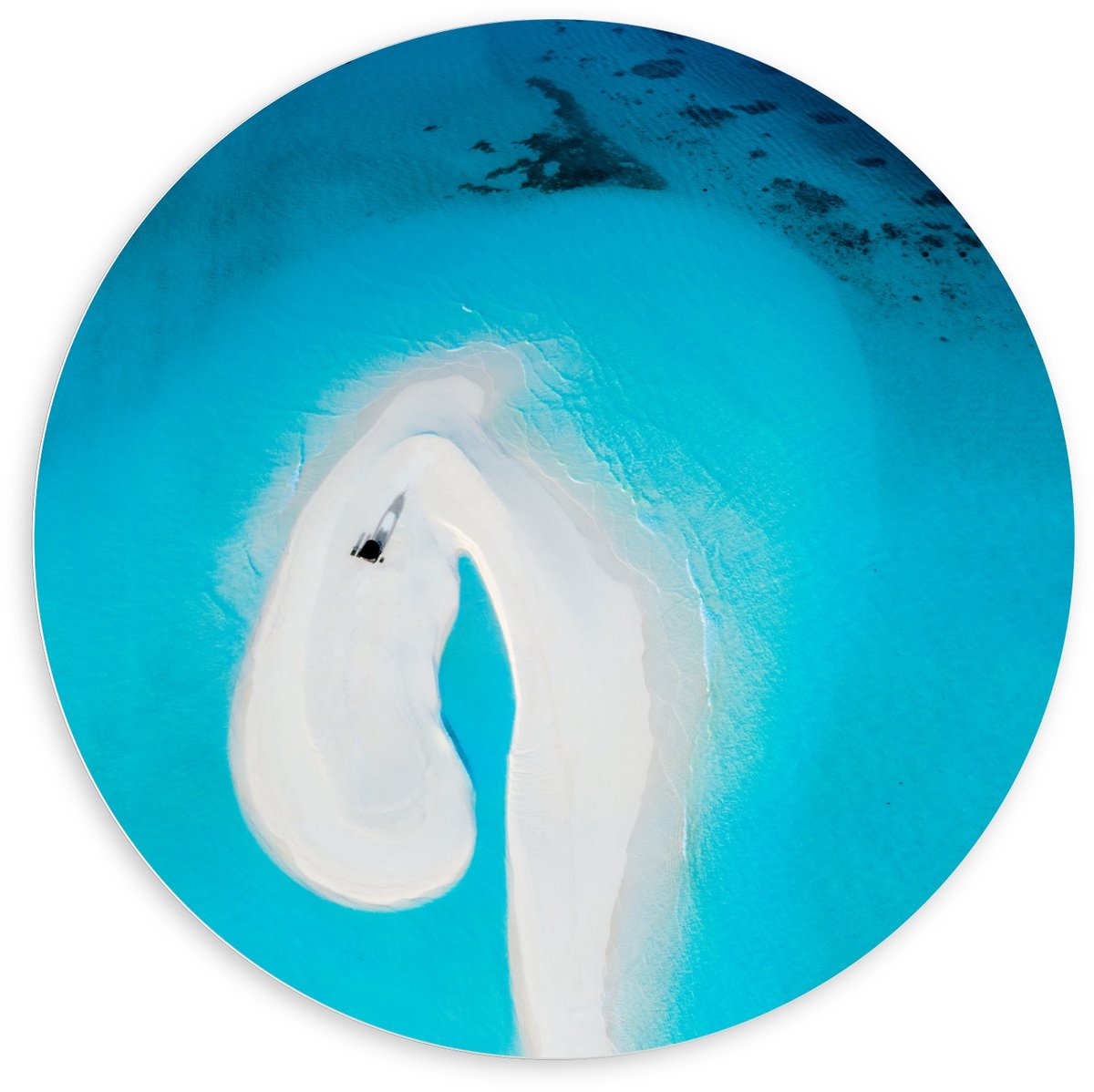 KuijsFotoprint Schilderij - Bovenaanzicht Zee - Blauw En Bruin - 100 X 100 Cm