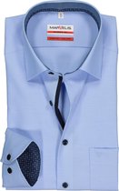 MARVELIS modern fit overhemd - lichtblauw structuur (contrast) - Strijkvrij - Boordmaat: 40