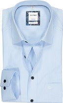 OLYMP Tendenz modern fit overhemd - lichtblauw met wit gestreept - Strijkvriendelijk - Boordmaat: 42