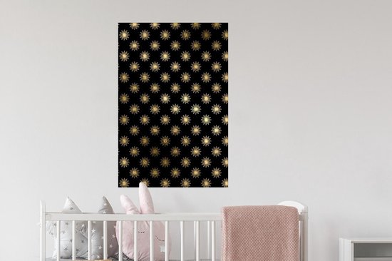 Muurstickers - Sticker Folie - Patronen - Sterren - Goud - 60x90 cm - Plakfolie - Muurstickers Kinderkamer - Zelfklevend Behang - Zelfklevend behangpapier - Stickerfolie