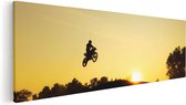 Artaza Canvas Schilderij Silhouet Van Een Motorcross Bij Zonsondergang - 120x40 - Groot - Foto Op Canvas - Canvas Print