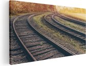 Artaza Canvas Schilderij Rails Spoorwegen Naast Elkaar - 120x60 - Groot - Foto Op Canvas - Canvas Print