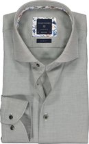 Profuomo Originale slim fit overhemd - dobby structuur - groen (contrast) - Strijkvrij - Boordmaat: 42