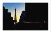 Walljar - Eiffeltoren Silhouet - Muurdecoratie - Poster met lijst