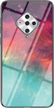 Voor vivo X50e Sterrenhemel Geschilderd Gehard Glas TPU Schokbestendige Beschermhoes (Kleur Sterrenhemel)