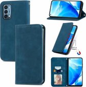 Voor OnePlus Nord N200 5G Retro Skin Feel Business Magnetische Horizontale Flip Lederen Case met Houder & Kaartsleuven & Portemonnee & Fotolijst (Blauw)