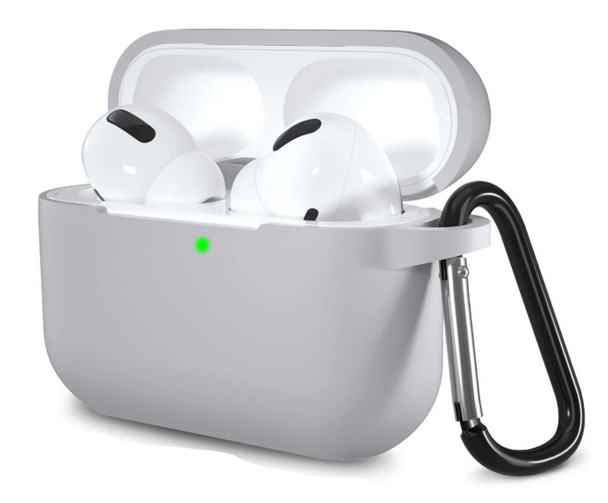 Case2go - Hoesje geschikt voor Apple Airpods Pro - Premium Siliconen beschermhoes met opdruk - 3.0 mm - Grijs