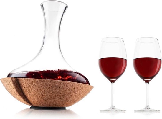 Swirling Carafe - Met 2 GRATIS wijnglazen - Wijn decanteren - Vacuvin |  bol.com