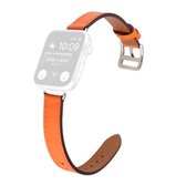 Enkele cirkel 14 mm schroefstijl lederen vervangende band horlogeband voor Apple Watch Series 6 & SE & 5 & 4 40 mm / 3 & 2 & 1 38 mm (oranje)