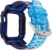 Voor Apple Watch Series 3 & 2 & 1 38 mm Gradient TPU Integrated Case Strap (dubbele blauw-zilveren sluiting)