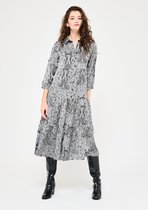LOLALIZA Lange hemd jurk met kleurrijke print - Zwart - Maat 38