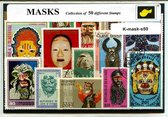 Maskers – Luxe postzegel pakket (A6 formaat) : collectie van 50 verschillende postzegels van maskers – kan als ansichtkaart in een A6 envelop - authentiek cadeau - kado - geschenk