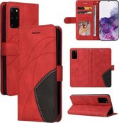 Voor Samsung Galaxy S20+ Dual-color Splicing Horizontale Flip PU Lederen Case met Houder & Kaartsleuven & Portemonnee (Rood)