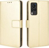 Voor Vivo X60 Pro Overzeese Versie/X60 5G Gebogen Oppervlak Versie Crazy Horse Textuur Horizontale Flip Lederen Case met Houder & Kaartsleuven & Lanyard (Goud)