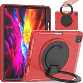 Schokbestendige TPU + pc-beschermhoes met 360 graden rotatie opvouwbare handgreephouder en pensleuf voor iPad Pro 12.9 2020 / 2018 (rood)