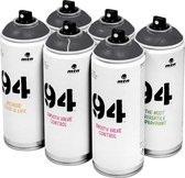 MTN 94 Icarus Grey - grijze spuitverf - 6 stuks - 400ml lage druk en matte afwerking