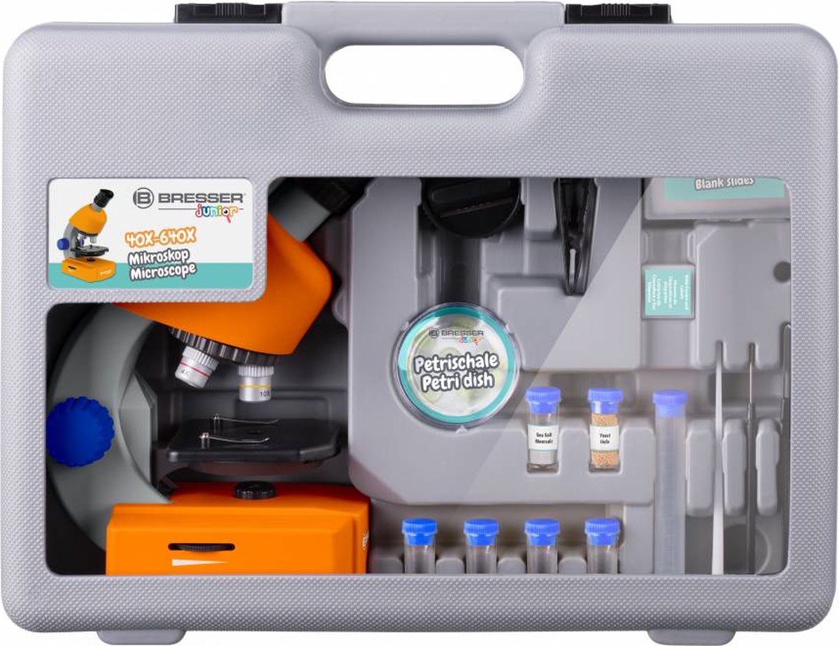 Bresser Junior Microscoop - Vergroting 40x-640x - Incl. Koffer, Preparaten en Accessoires — afbeelding 9