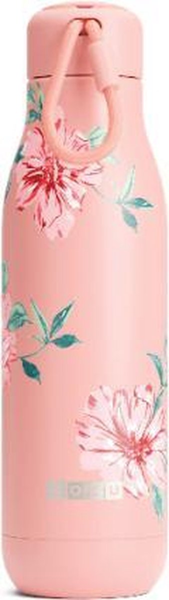 Thermosfles RVS, 750 ml, Roze Bloem Design- Zoku | Hydration