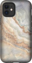 Apple iPhone 12 Hoesje - Extra Stevig Hoesje - 2 lagen bescherming - Met Marmerprint - Marmer - Goud