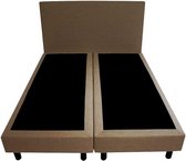 Bedworld Boxspring 160x220 - Geveerd - Lederlook - Donker taupe (MD929)