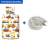 Dekbedovertrek voor Kinderen - Eenpersoons - 140x200/220cm - Inclusief 1 Kussensloop - 100% Versterkt Katoen - Werken + Wasbaar Microfiber Dekbed - 140x220cm - Wit