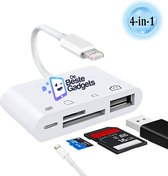 De Beste Gadgets iPhone Cardreader 4 in 1 - Lightning naar SD Kaartlezer voor iPhone en iPad - Camera Connection kit